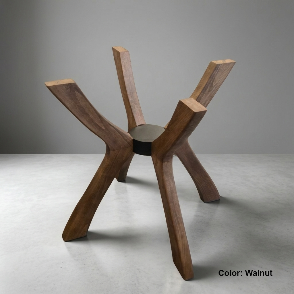 Viensan Heavy Duty Wood Spider Table Base for Round & Square Tabletops, Glass, Marble & Wood, Dining, Side & Coffee Tables