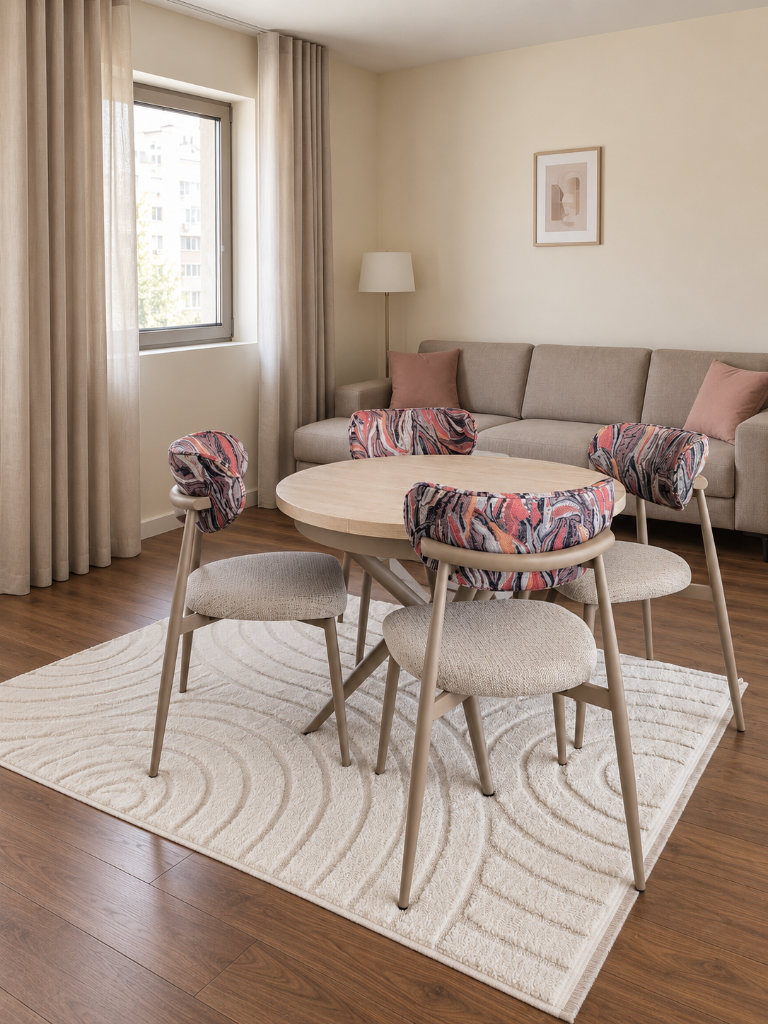Viensan Modern Extendable Marble-Effect Dining Table
