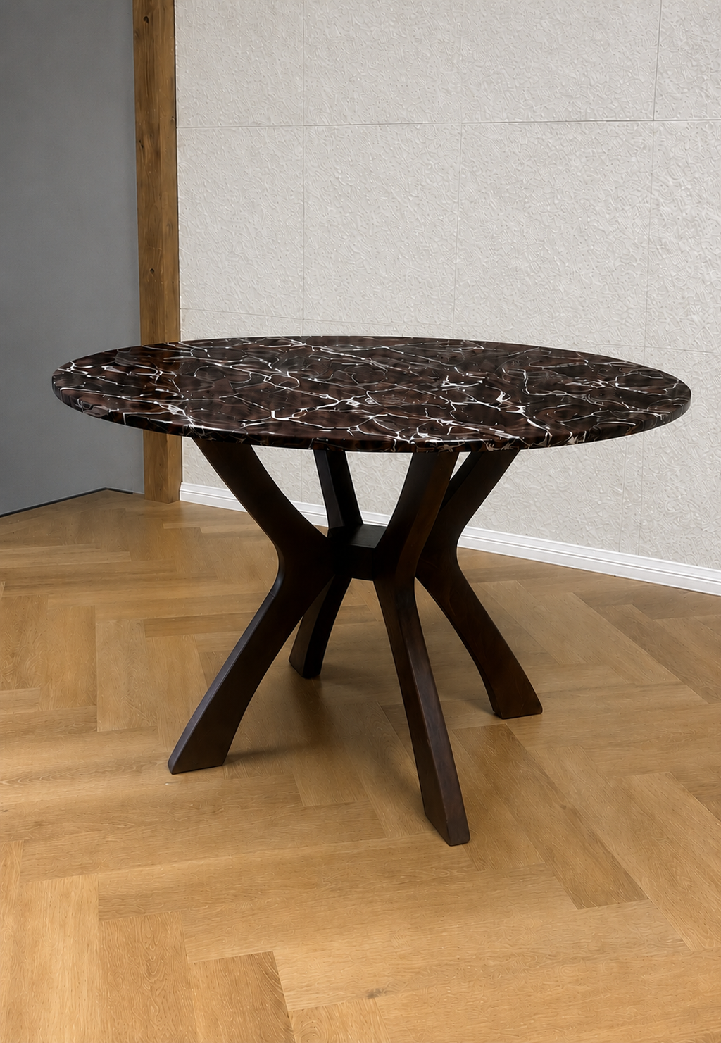 Viensan Heavy Duty Beech Wood Spider Table Base for Round & Square Glass, Wood or Marble Tops, Dining, Side & Coffee Table