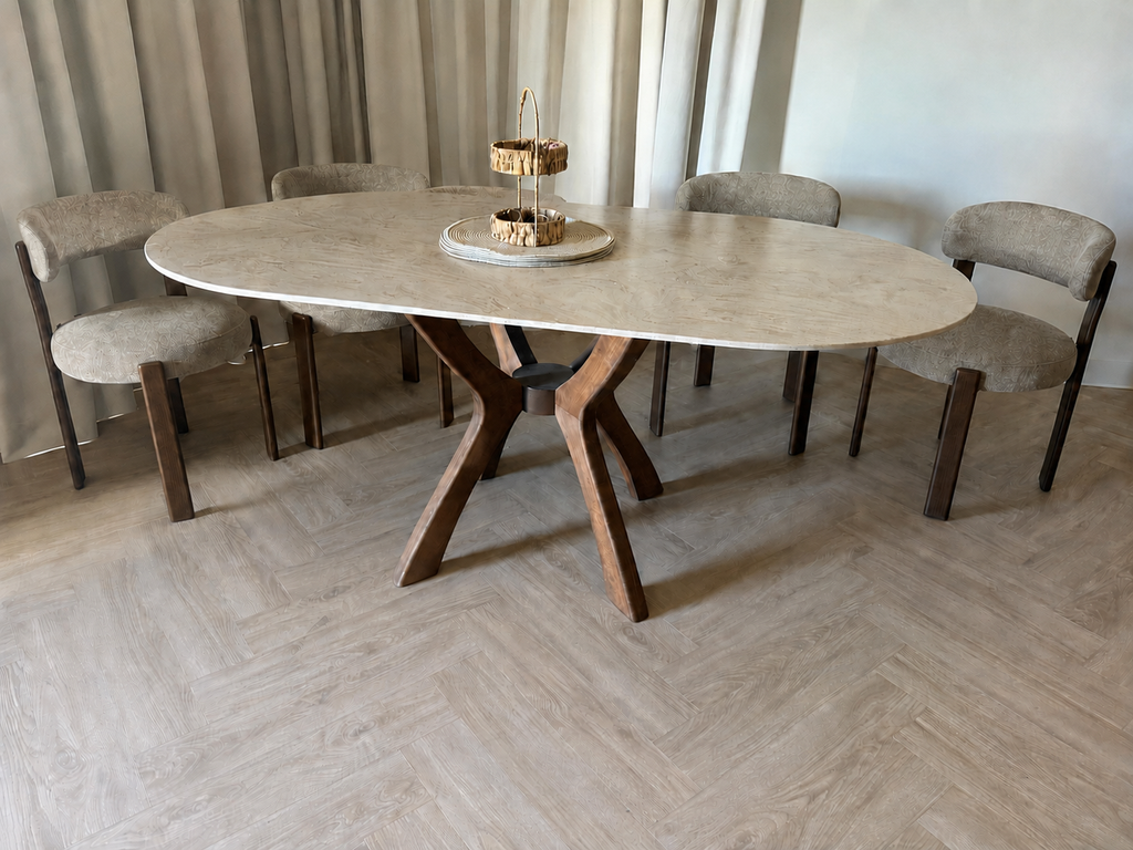 Viensan Heavy Duty Beech Wood Spider Table Base for Round & Square Glass, Wood or Marble Tops, Dining, Side & Coffee Table