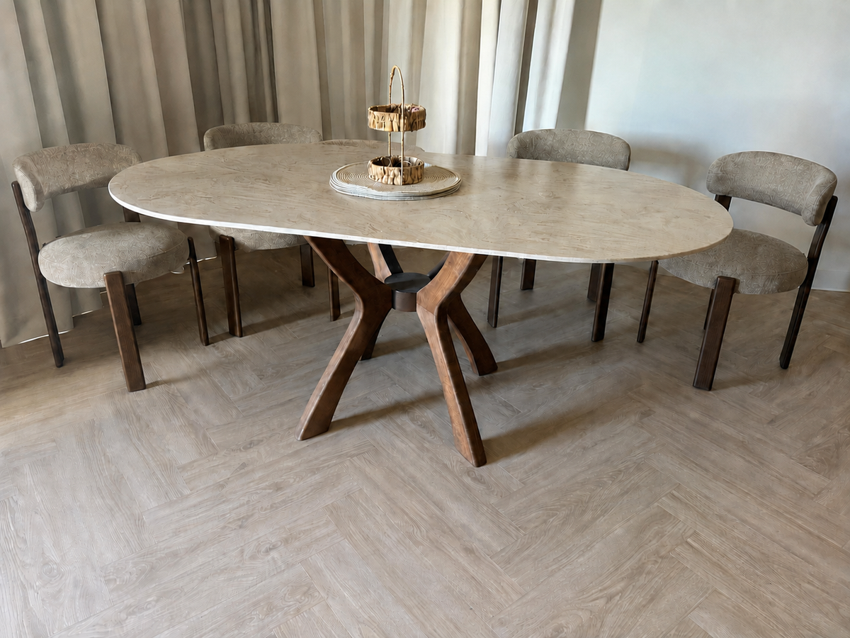 Viensan Heavy Duty Beech Wood Spider Table Base for Round & Square Glass, Wood or Marble Tops, Dining, Side & Coffee Table