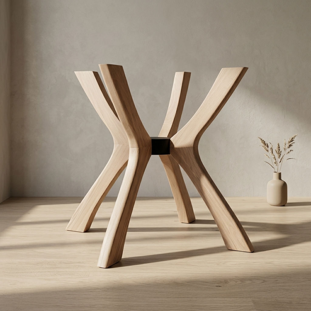Viensan Heavy Duty Wood Spider Table Base for Round & Square Tabletops, Glass, Marble & Wood, Dining, Side & Coffee Tables