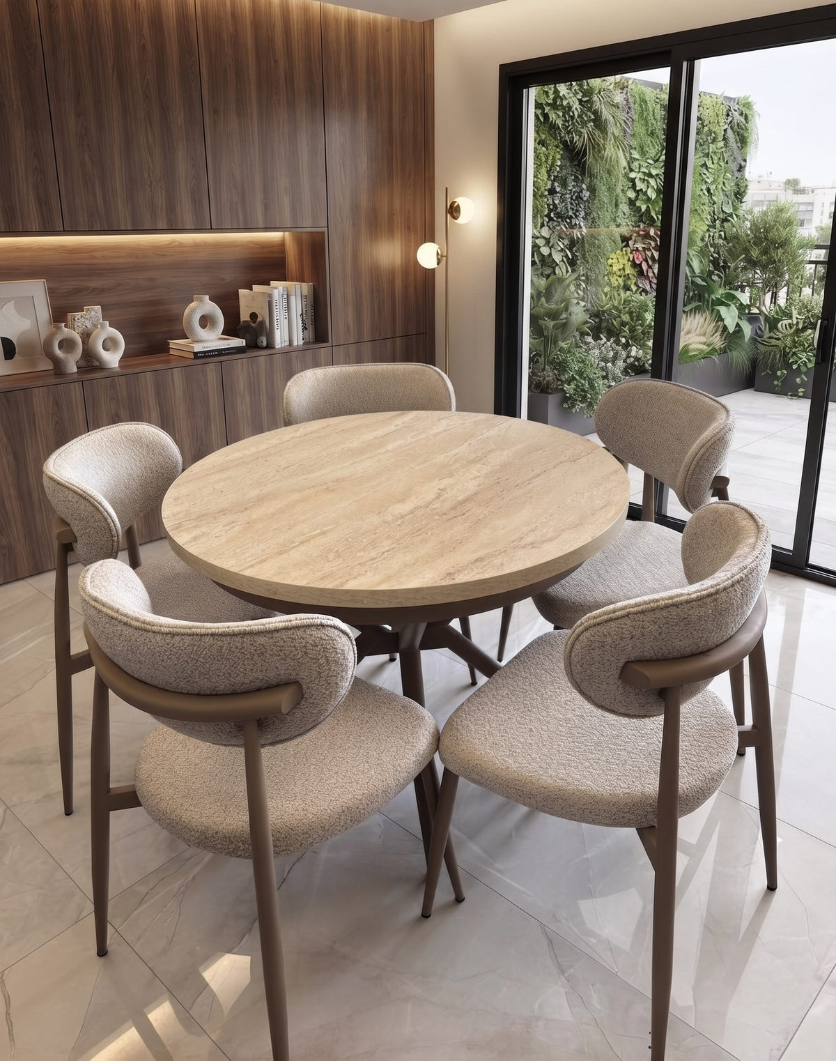 Viensan Modern Extendable Marble-Effect Dining Table