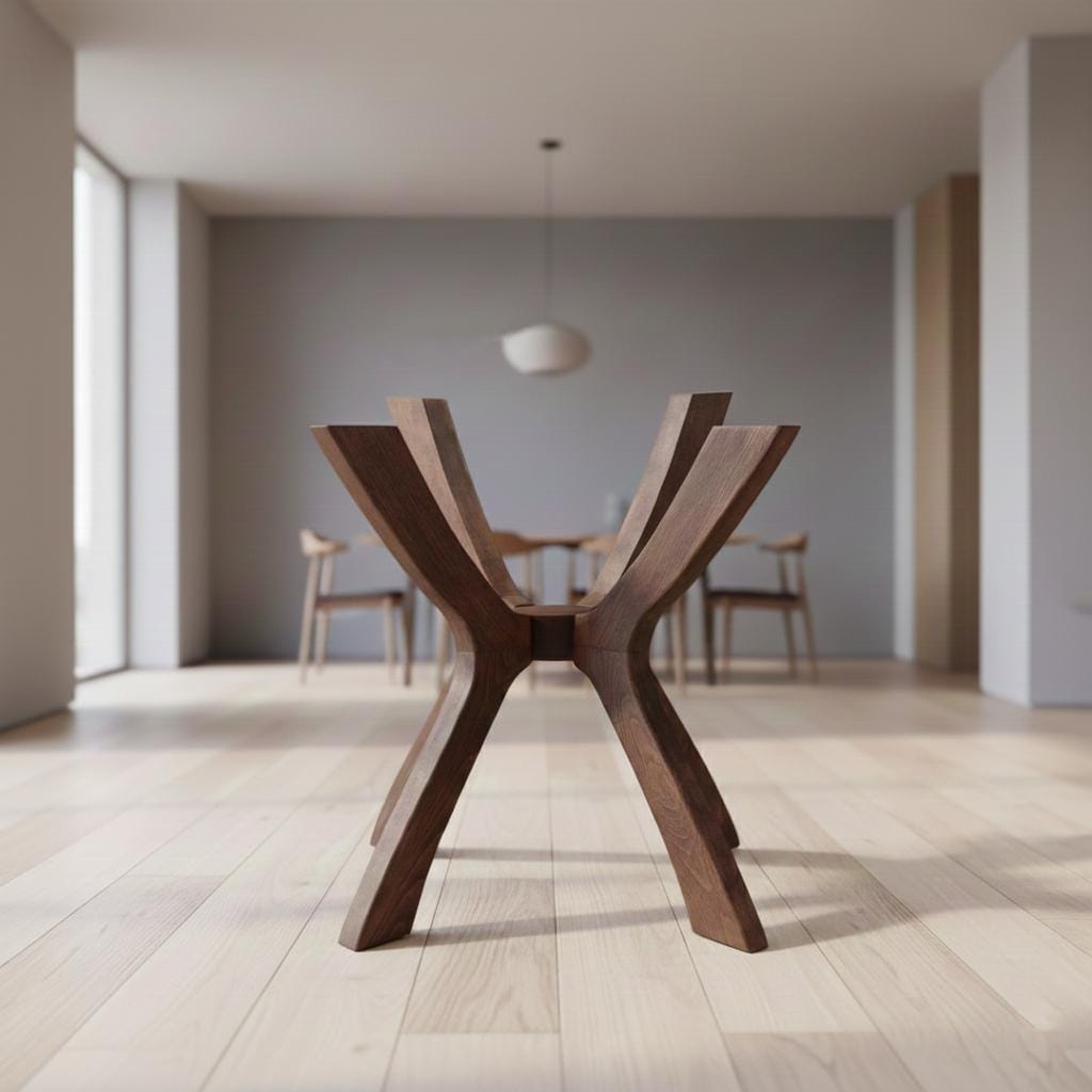 Viensan Heavy Duty Beech Wood Spider Table Legs, Dining Table Base for Round & Square Glass, Wood & Marble Tops, Side & Coffee Tables