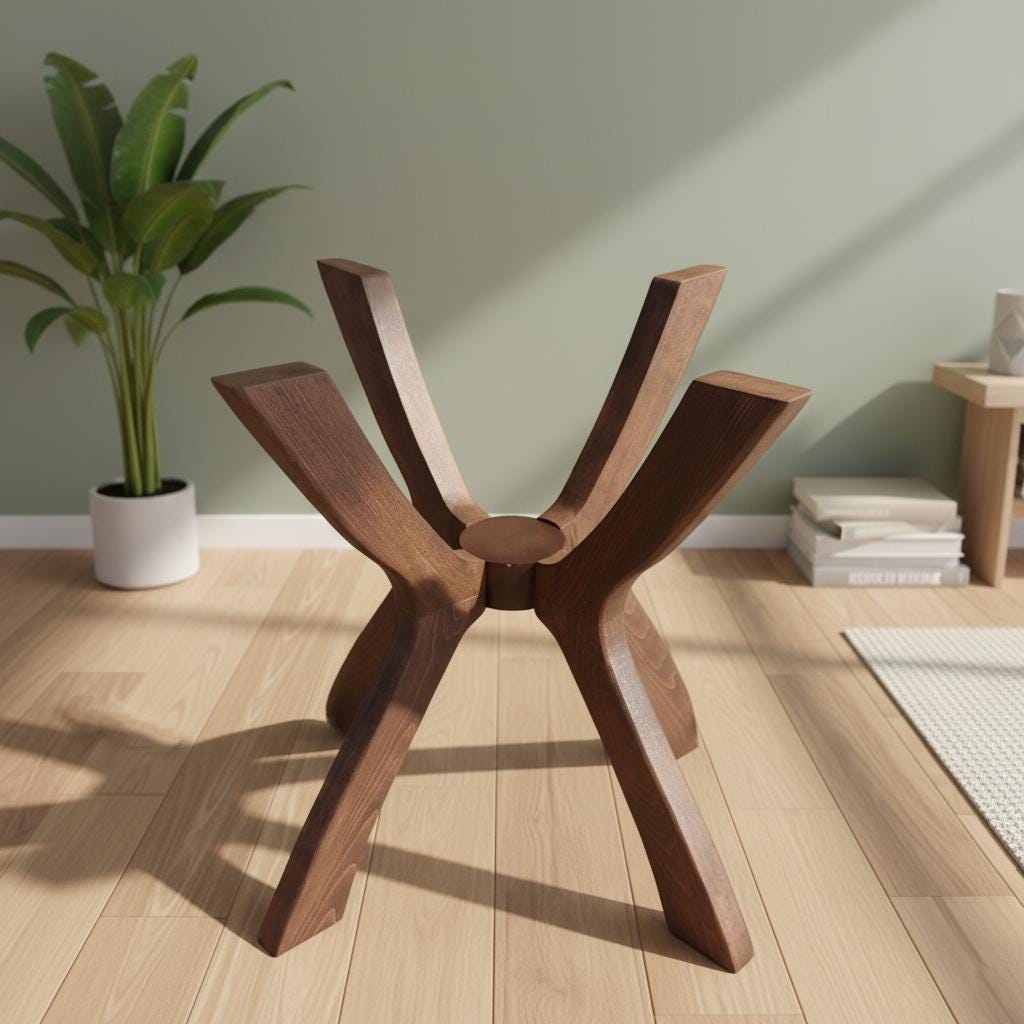 Viensan Heavy Duty Wood Spider Table Base for Round & Square Tabletops, Glass, Marble & Wood, Dining, Side & Coffee Tables