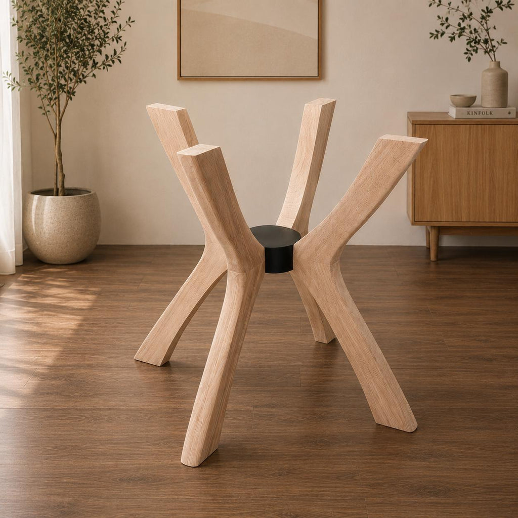 Viensan Heavy Duty Spider Table Base, Solid Wood Legs for Glass, Marble & Wood Tops, Dining, Coffee & Side Tables