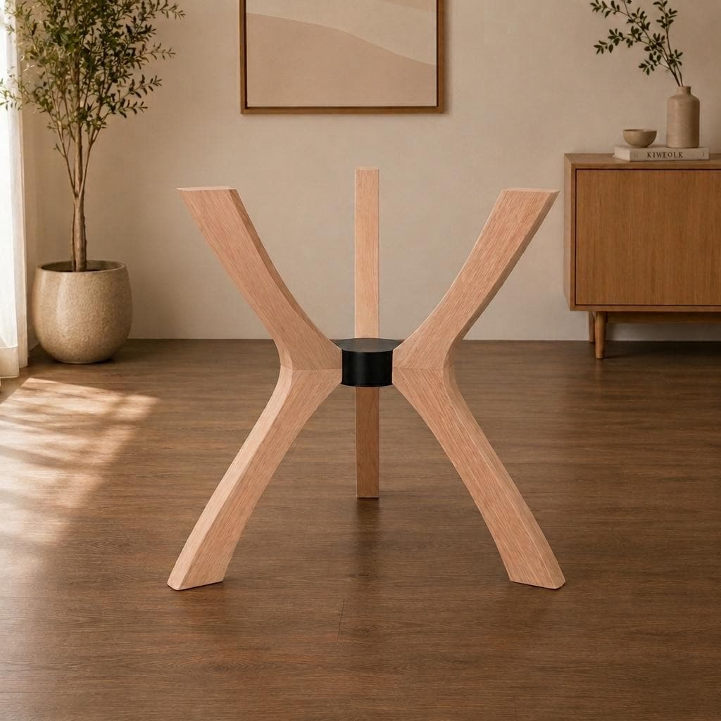 Viensan Heavy Duty Spider Table Base, Solid Wood Legs for Glass, Marble & Wood Tops, Dining, Coffee & Side Tables