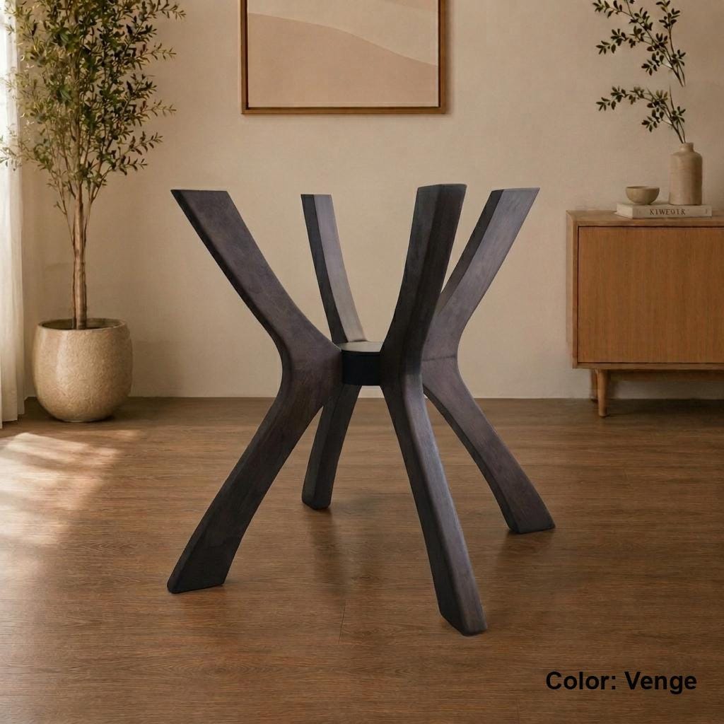 Viensan Heavy Duty Wood Spider Table Base for Round & Square Tabletops, Glass, Marble & Wood, Dining, Side & Coffee Tables